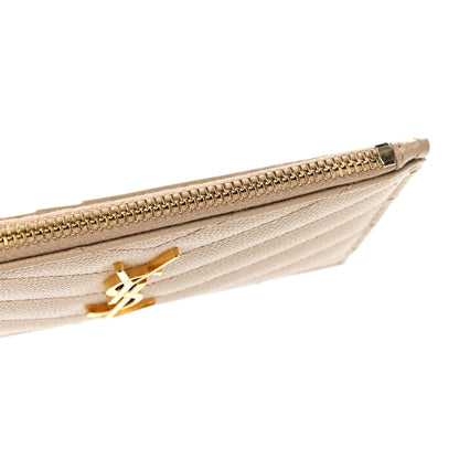 Saint Laurent Monogram Grain de Poudre 5 Fragments Zip Pouch Card Holder Dark Latte 8 of 9