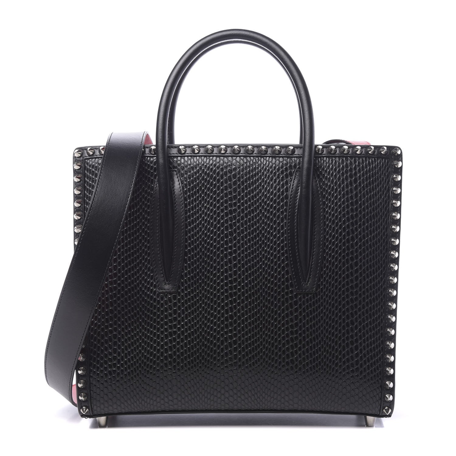 Christian Louboutin Calfskin Reptile Embossed Medium Paloma Black 1 of 10