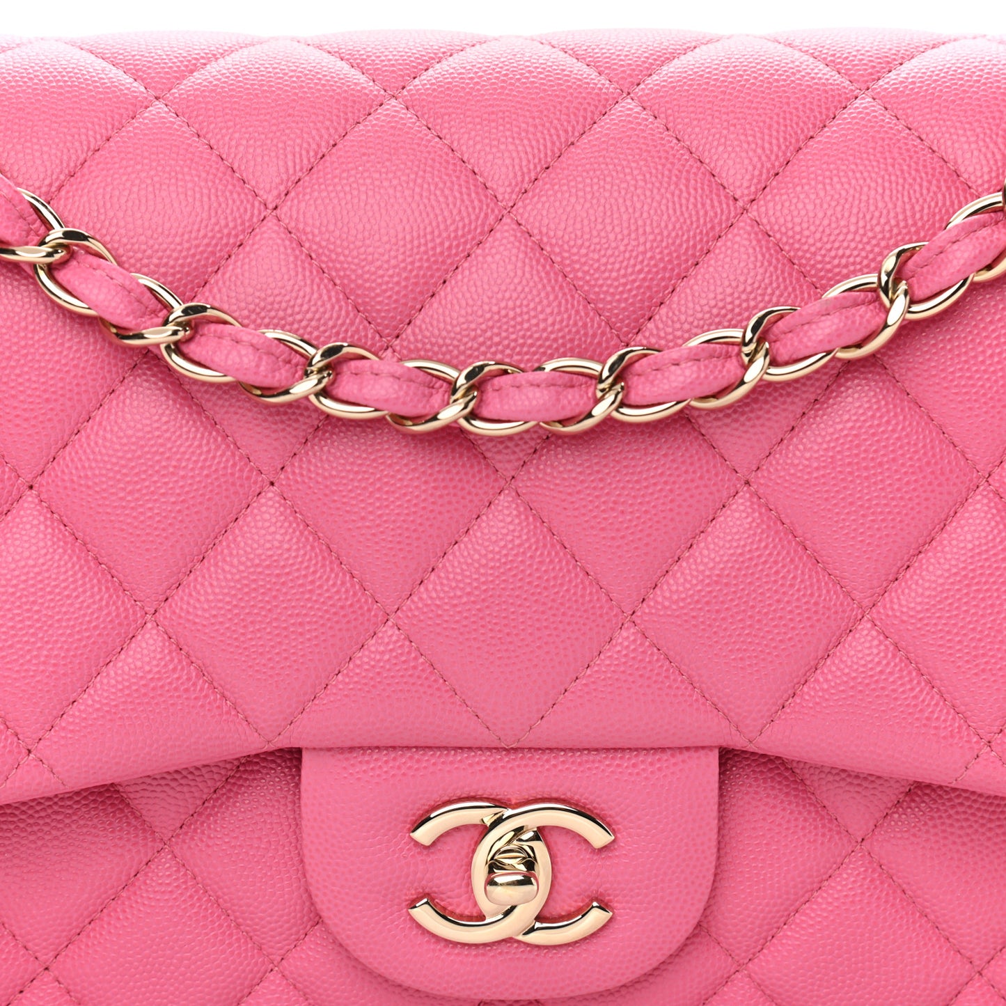 Caviar Quilted Jumbo Double Flap Pink