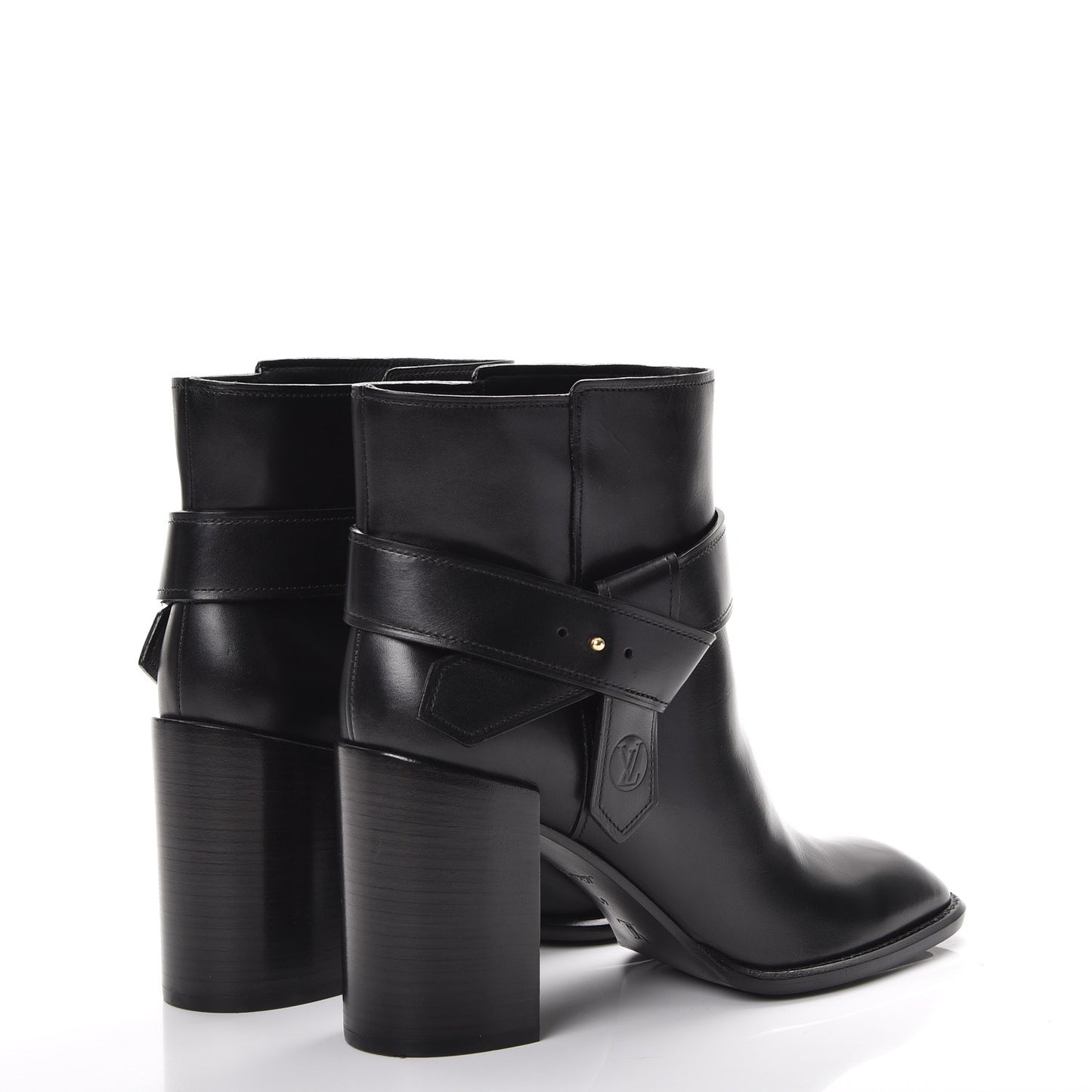 Calfskin Belted Ankle Boots 41 Black