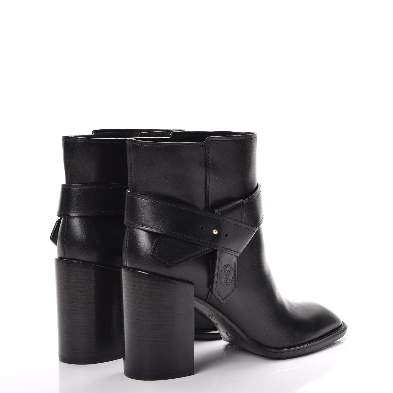 Louis Vuitton Calfskin Belted Ankle Boots 41 Black 4 of 10