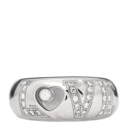 Chopard 18K White Gold Happy Diamonds Love Heart Band Ring 50 5.5 1 of 6