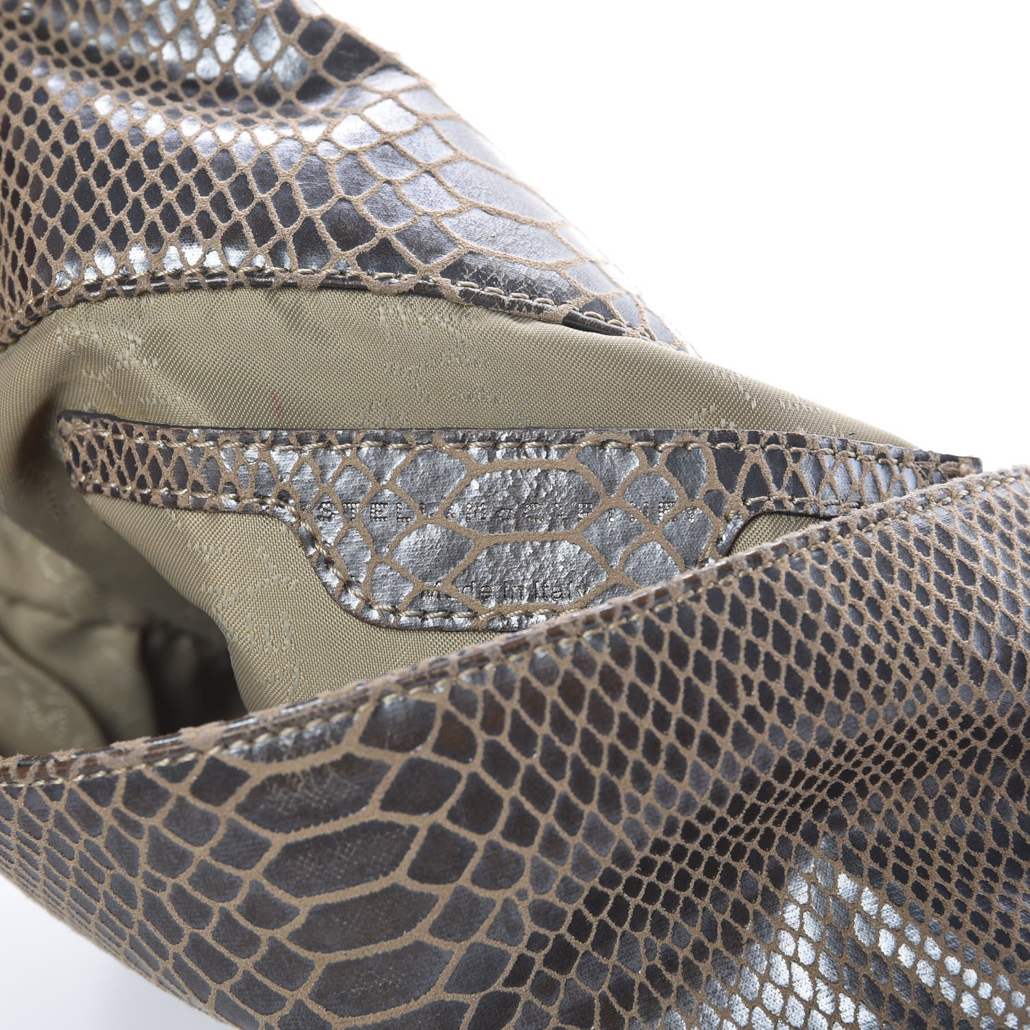Stella McCartney Eco Python Embossed Falabella Fold Over Clutch Brown 7 of 7