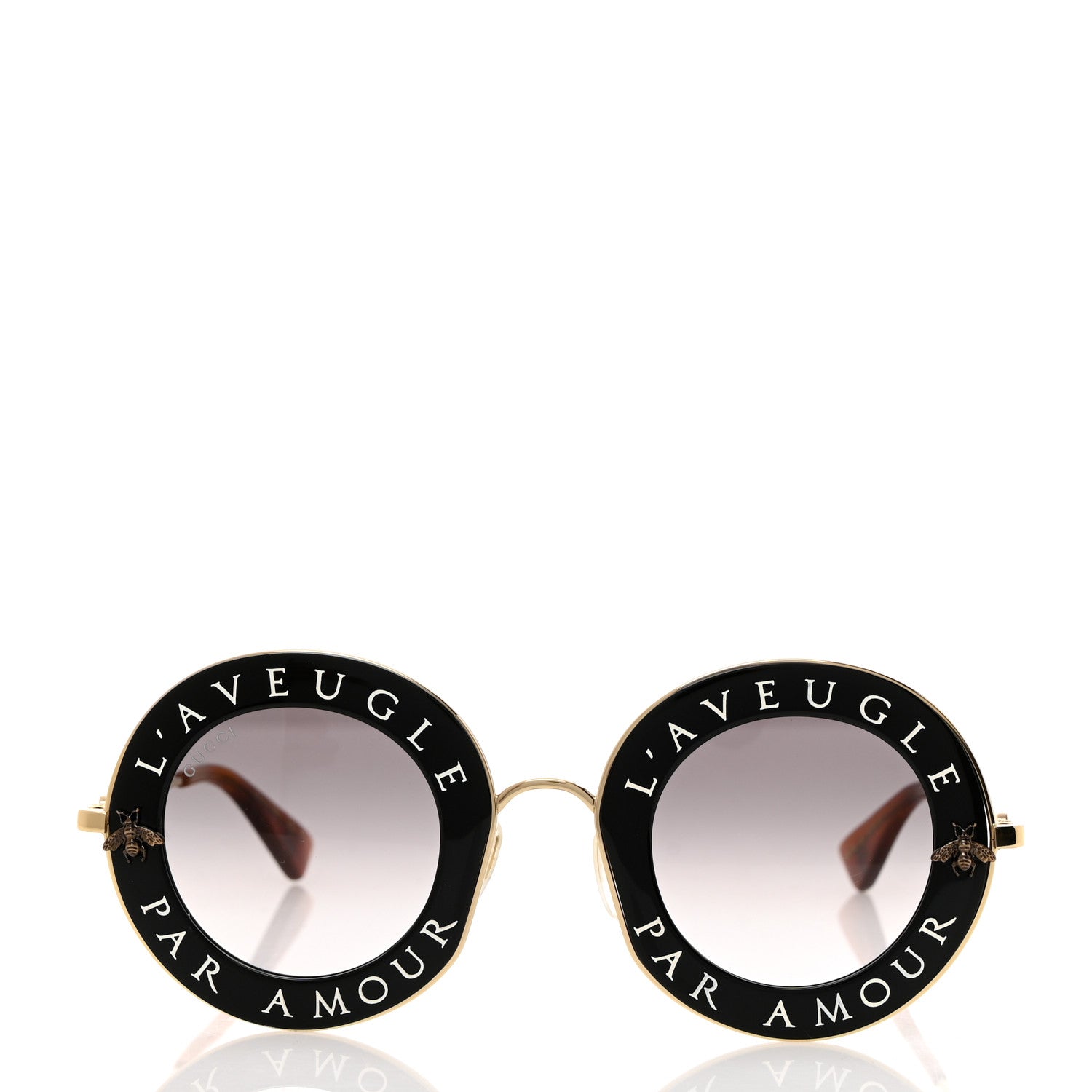 Gucci Metal L'Aveugle Par Amour Round Frame Sunglasses GG0113S Black 2 of 9