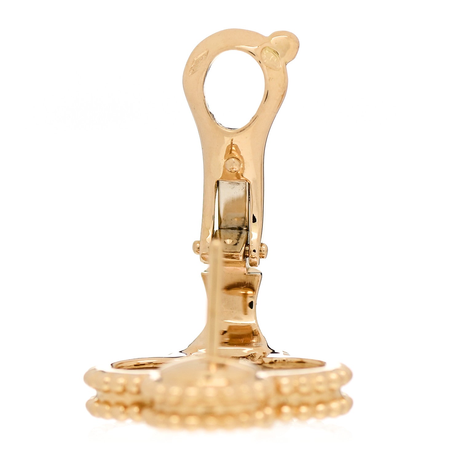 Van Cleef & Arpels 18K Yellow Gold Mother of Pearl Vintage Alhambra Earrings 5 of 6