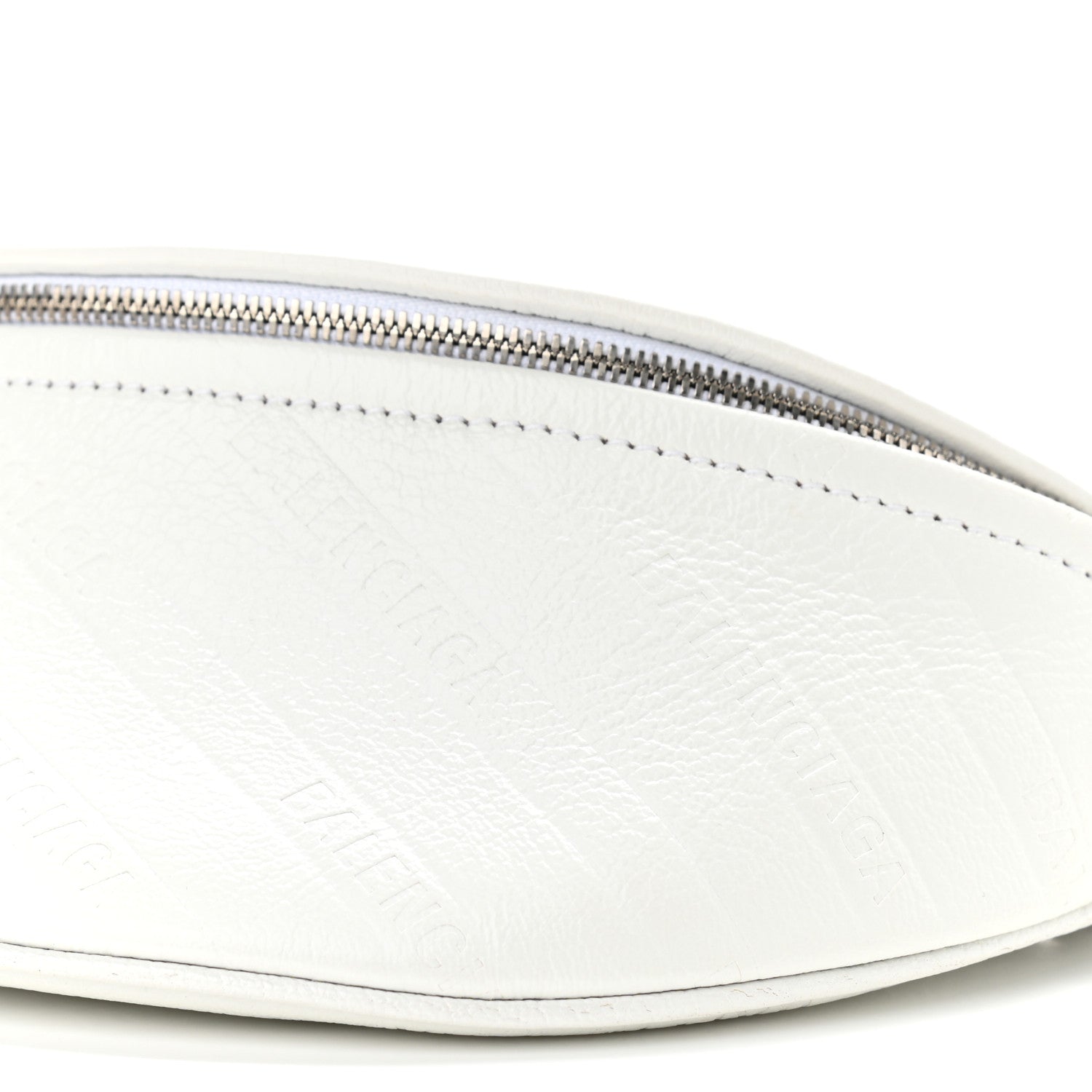 Balenciaga Shiny Goatskin Allover Logo Embossed XXS Souvenir Belt Bag White 7 of 9