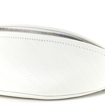 Balenciaga Shiny Goatskin Allover Logo Embossed XXS Souvenir Belt Bag White 7 of 9