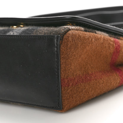 Burberry Cashmere Hackberry Check Note Medium Crossbody Bag Black 10 of 10