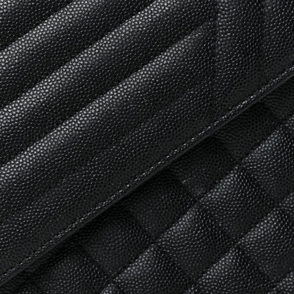Saint Laurent Grain De Poudre Textured Mixed Matelasse Large Triquilt Monogram Satchel Black 22 of 31
