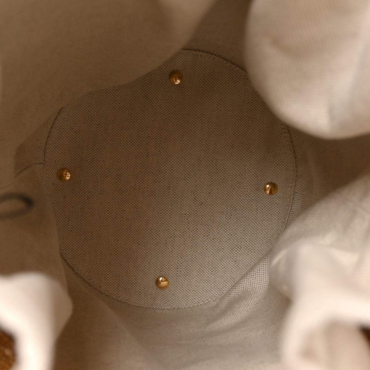 Straw Calfskin Small Logo Bucket Bag Natural Tan