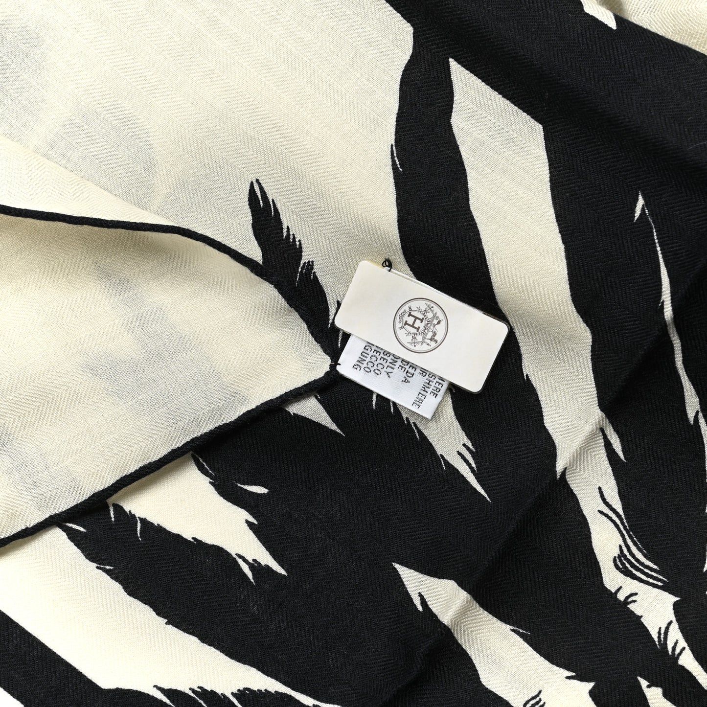 Cashmere Silk Brazil Tattoo Shawl 140 Bleu Black White