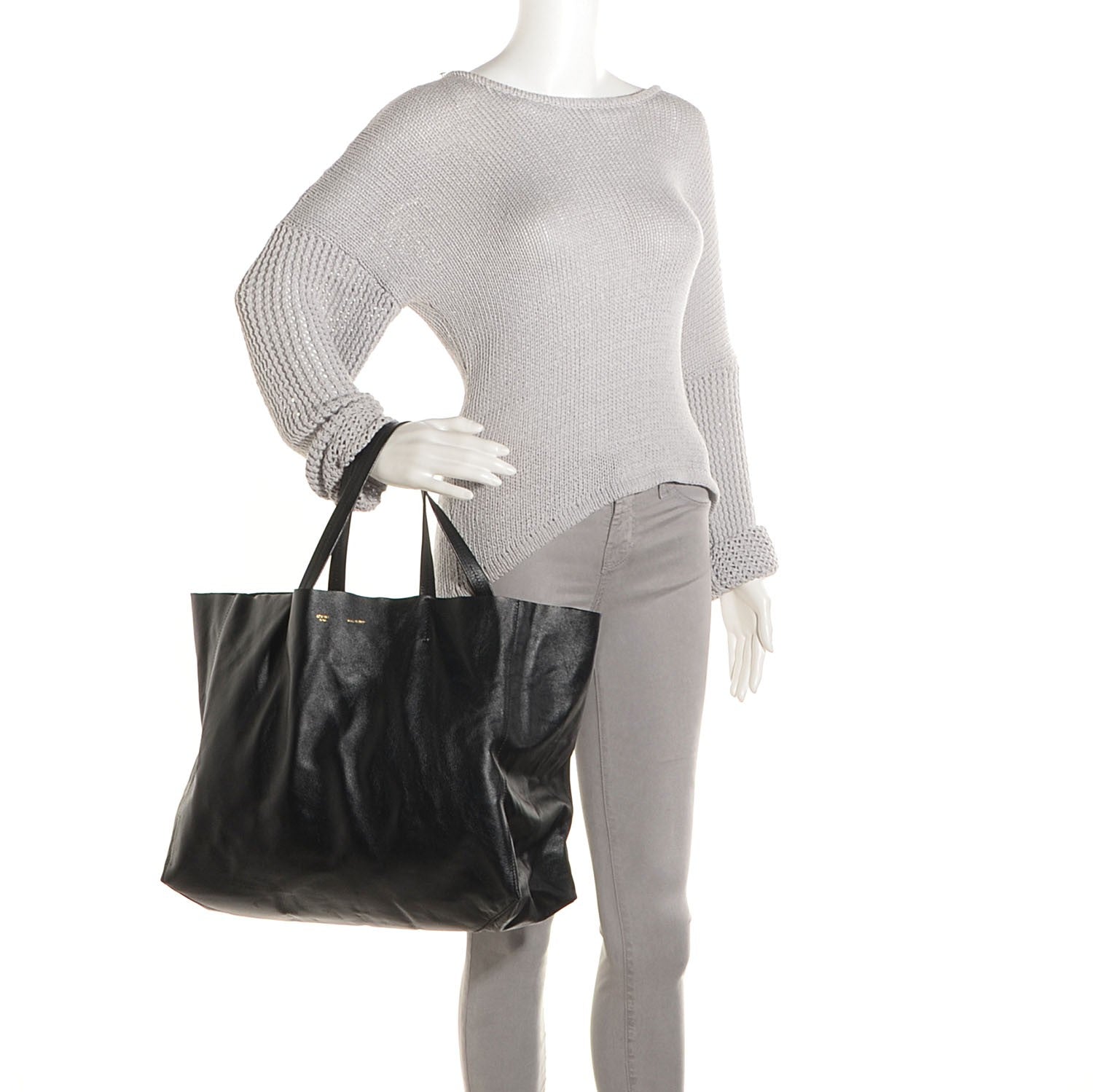 Celine Lambskin Horizontal Cabas Black 3 of 10