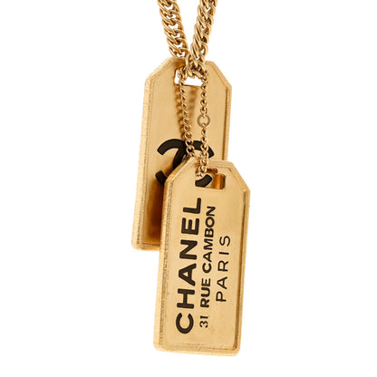 Chanel ID Dog Tag Charm Necklace Gold 4 of 5