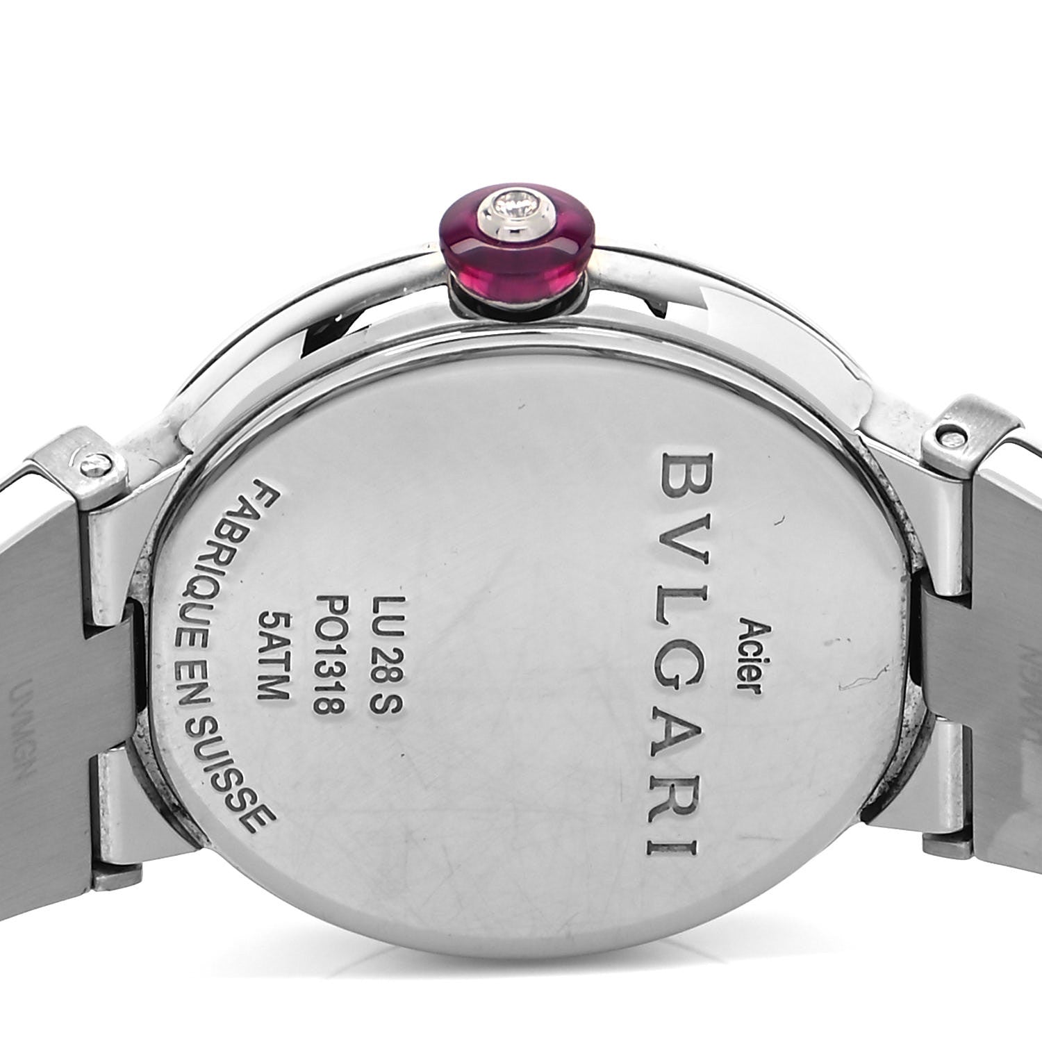 Bulgari Stainless Steel Mother of Pearl Diamond 33mm LVCEA Quartz Watch 3 of 4
