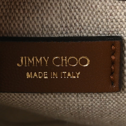 Jimmy Choo Raffia Canvas Logo Embroidered Mini Tote Smoky Blue Tan 6 of 10