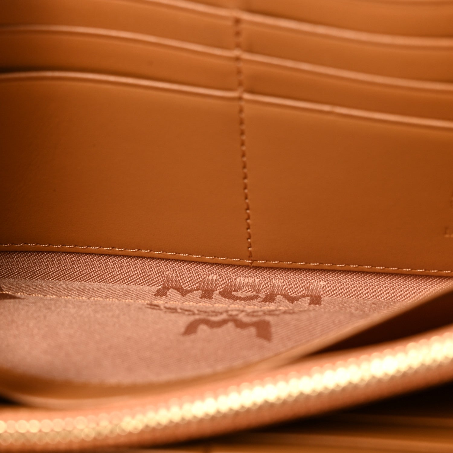 MCM Visetos Studded Crystal Zip Around Wallet Cognac 5 of 6