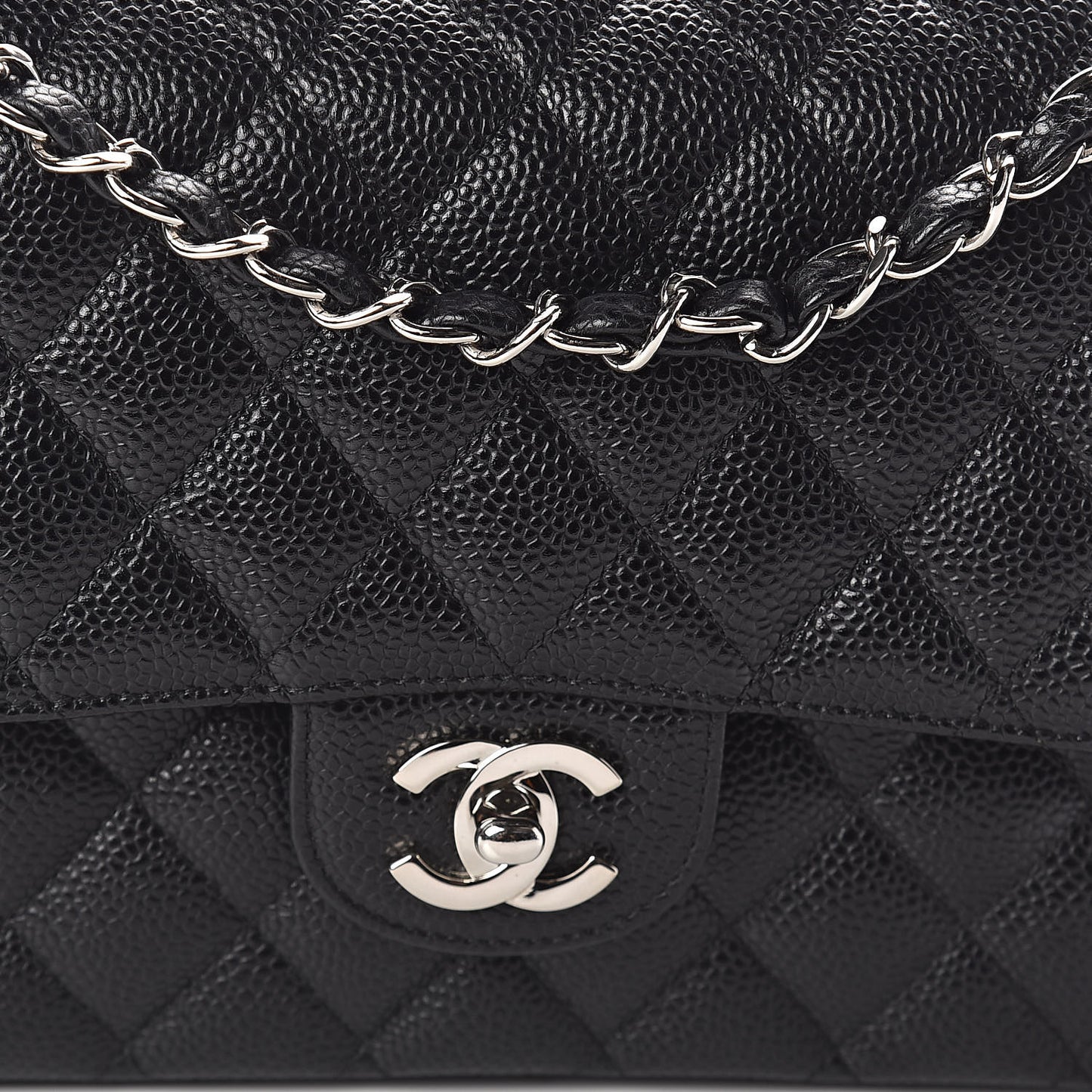 Caviar Quilted Medium Double Flap Black