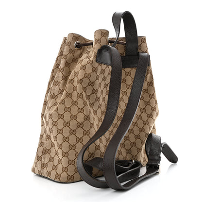 Gucci Monogram Dollar Calfskin O Drawstring Backpack Beige Ebony Testa di Moro Dark Chocolate 3 of 13
