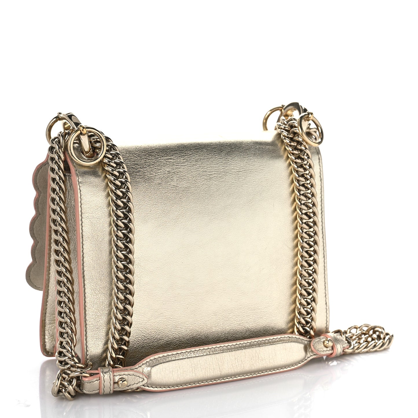 Vitello Catalan Mirror Scalloped Multi Studded Small Kan I Shoulder Bag Champagne