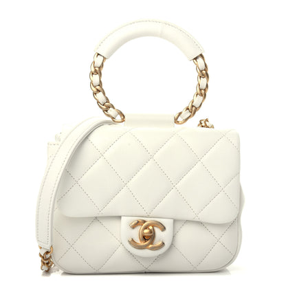 Chanel Lambskin Quilted Small In The Loop Handle Flap Bag White 1 of 10