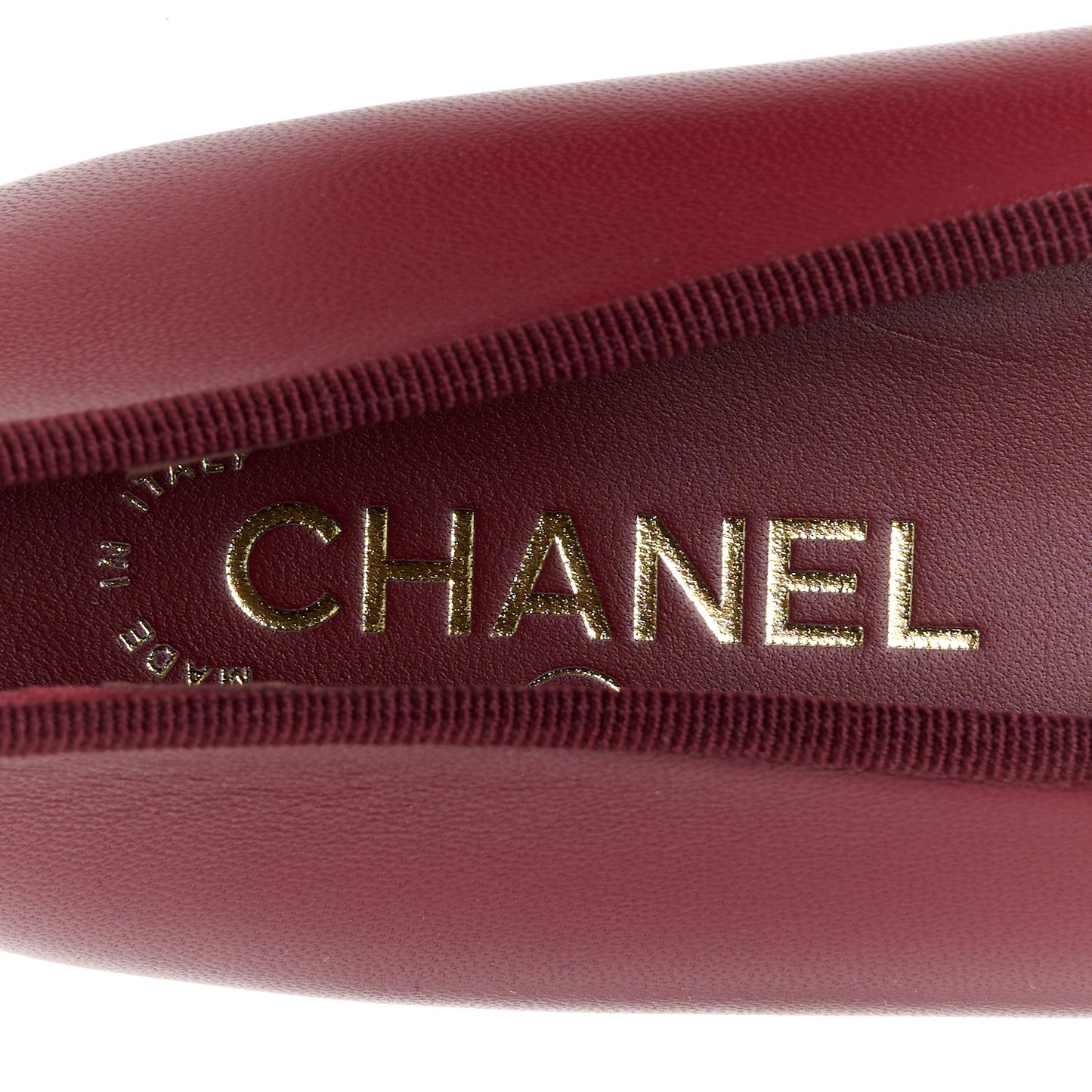 Lambskin Cap Toe CC Ballerina Flats 38 Burgundy Black