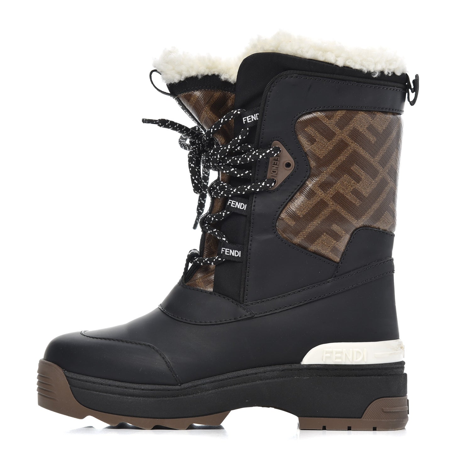 Calfskin FF T-Rex Lace Up Snow Boots 35.5 Tobacco