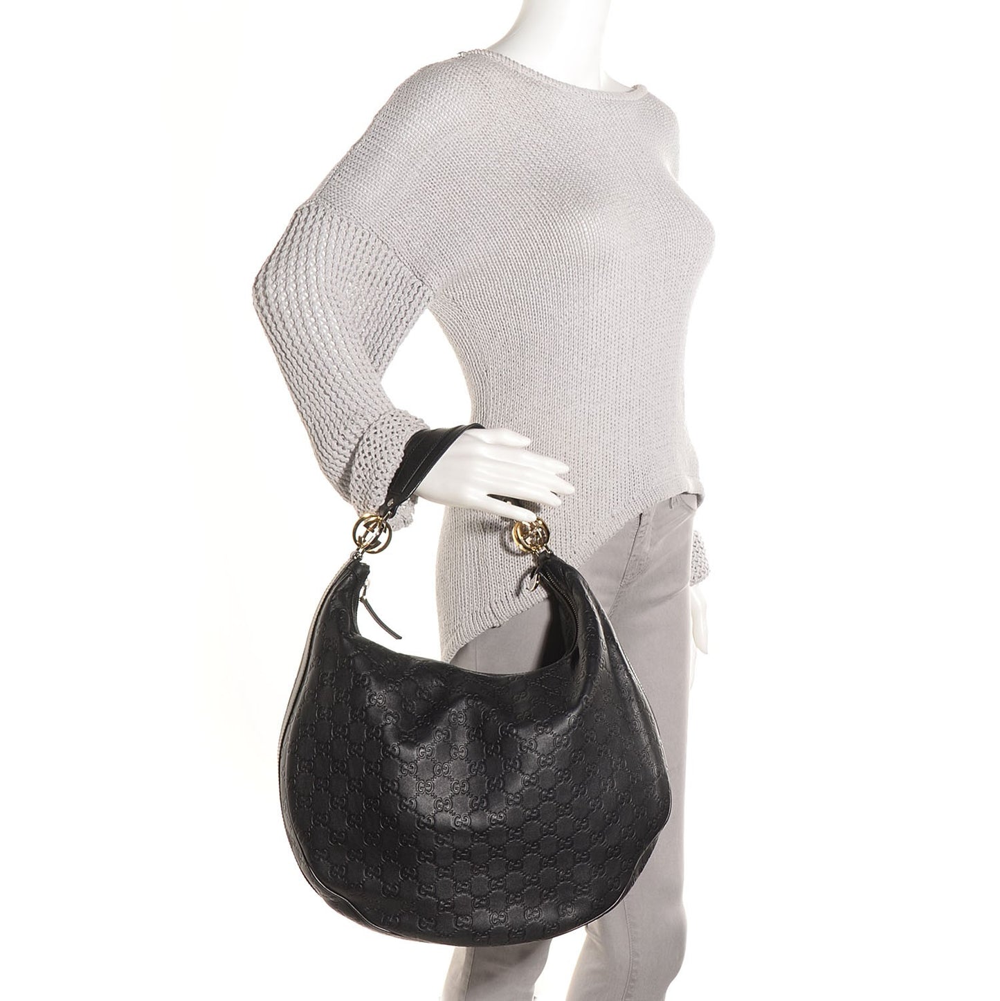 Guccissima GG Large Twins Hobo Black