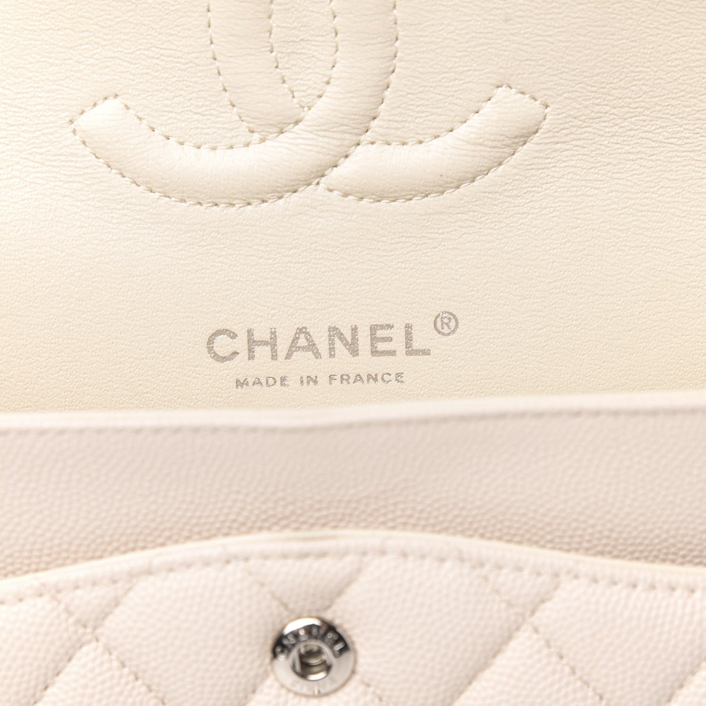 Caviar Quilted Medium Double Flap Light Beige