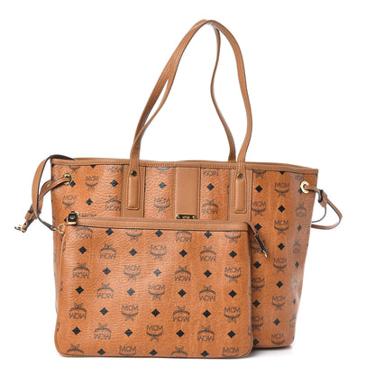 MCM Visetos Medium Liz Reversible Shopper Tote Cognac 1 of 17