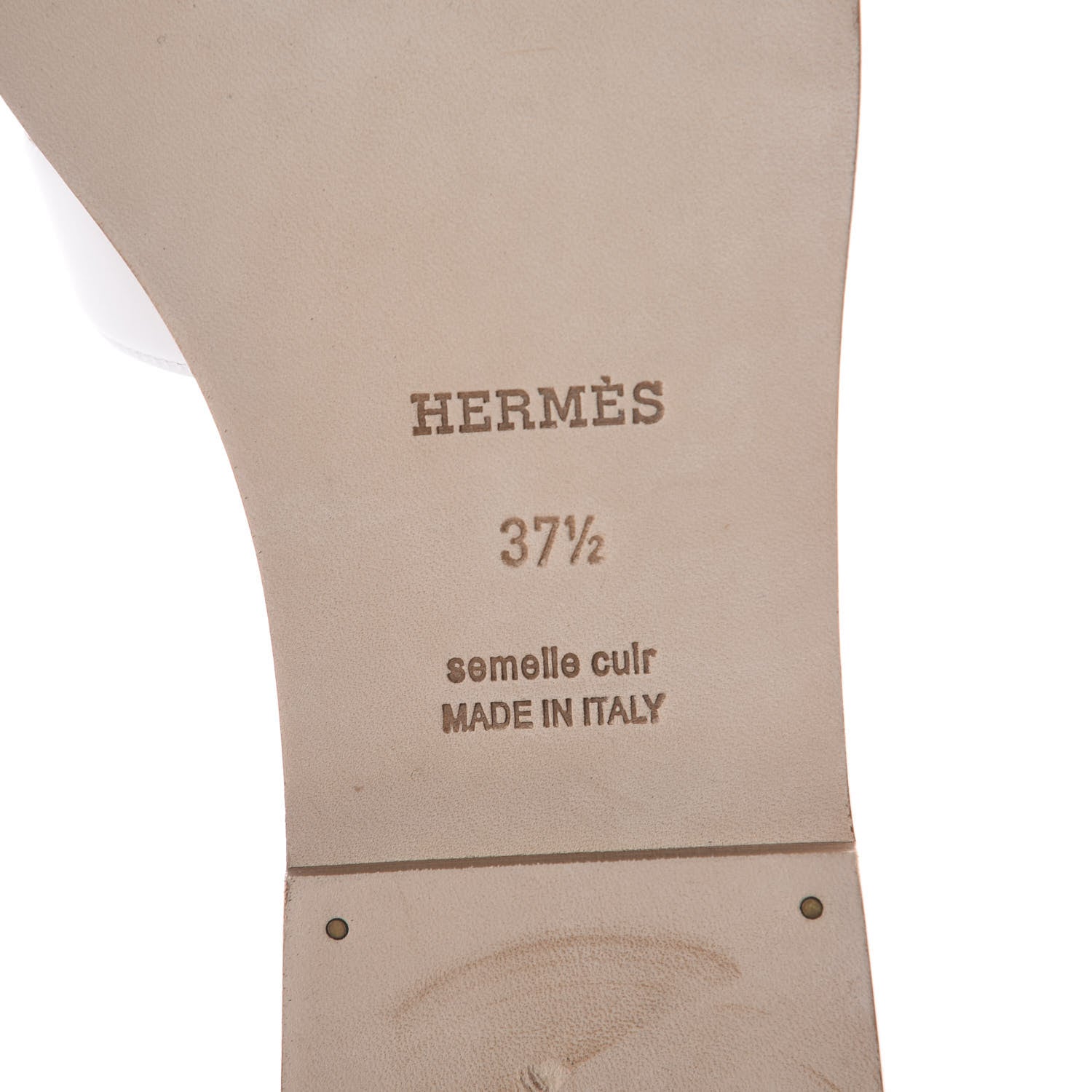 Hermes Box Calfskin Oran Sandals 37.5 Palissandre White 7 of 7