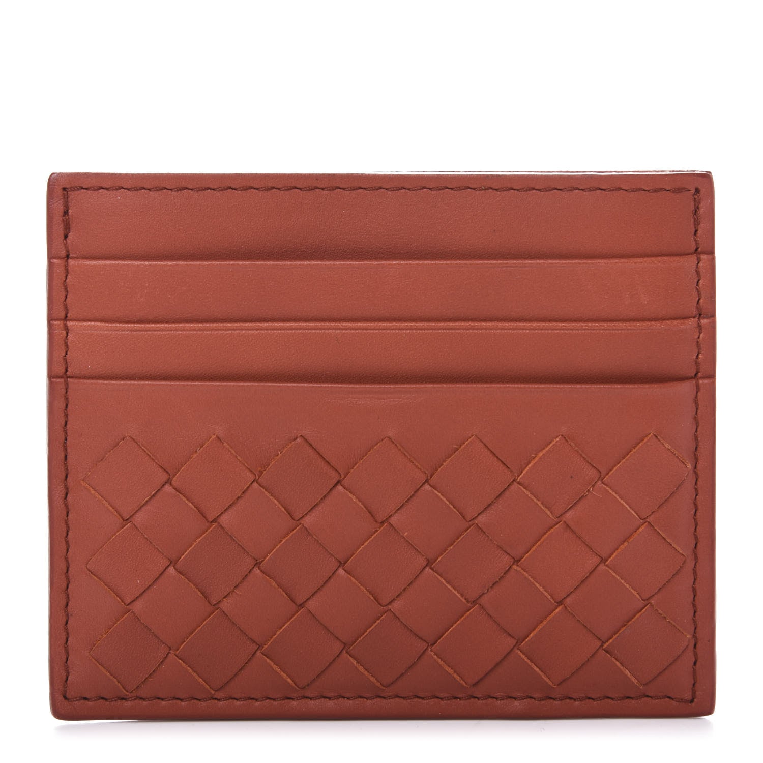 Bottega Veneta Nappa Intrecciato VN Card Case Rust 1 of 9