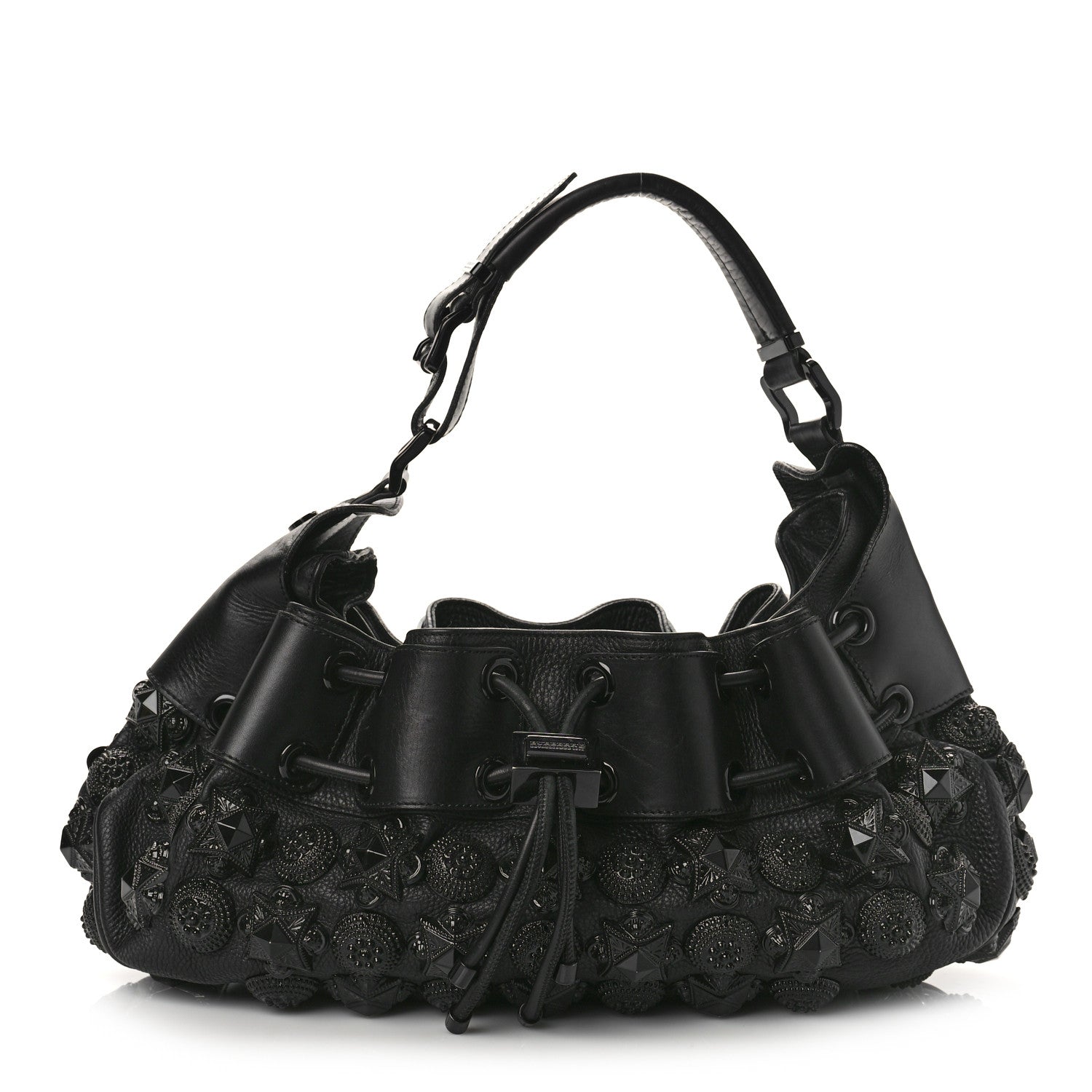 Burberry Calfskin Mason Warrior Studded Hobo Black 1 of 9