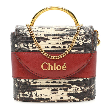 Chloe Calfskin Lizard Embossed Small Aby Lock Sepia Brown 1 of 9