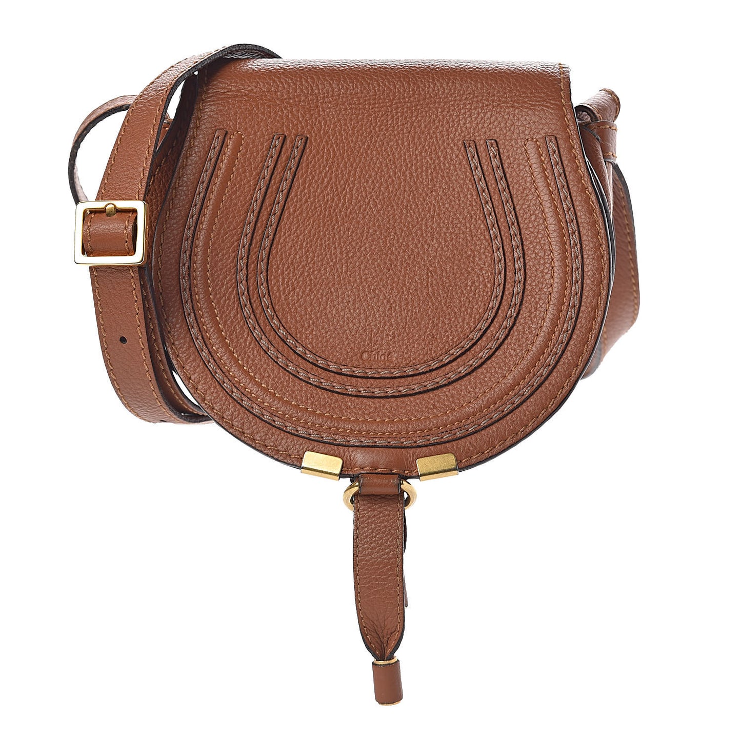 Calfskin Mini Marcie Round Crossbody Bag Tan