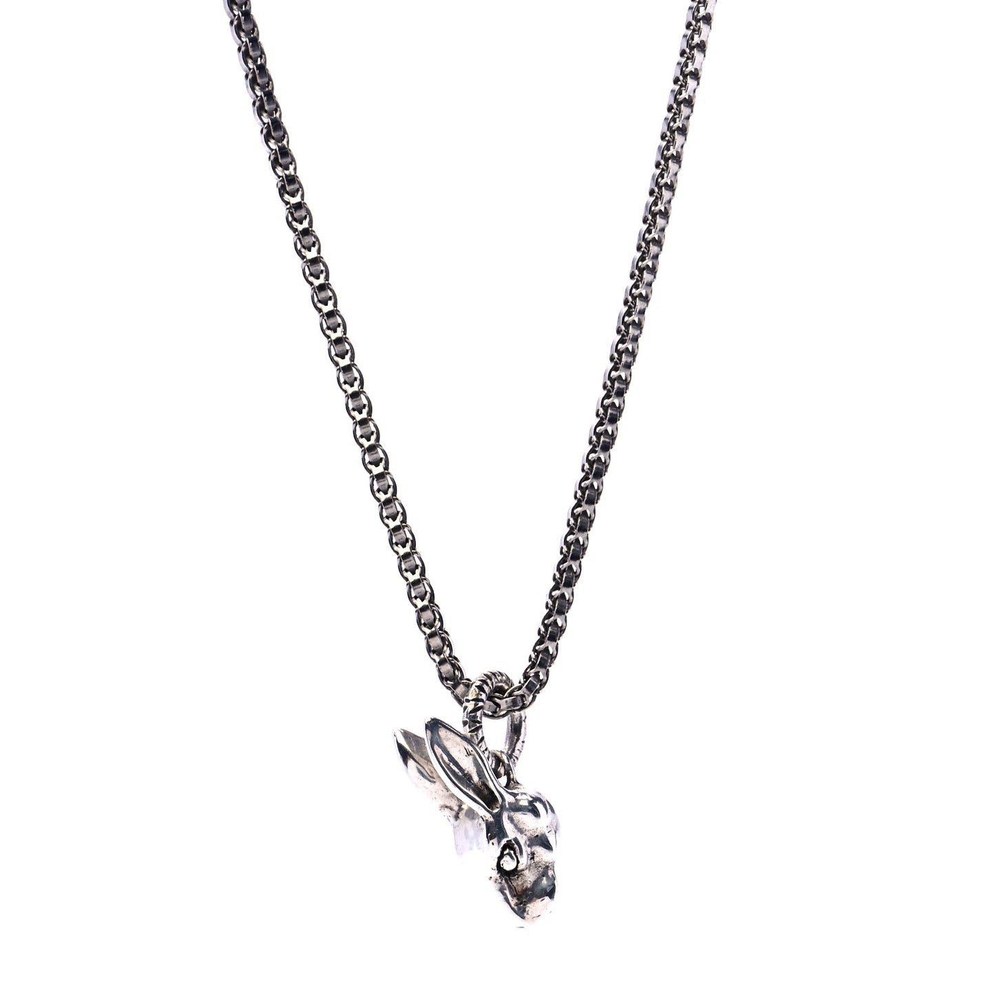 Sterling Silver Anger Forest Rabbit Head Necklace