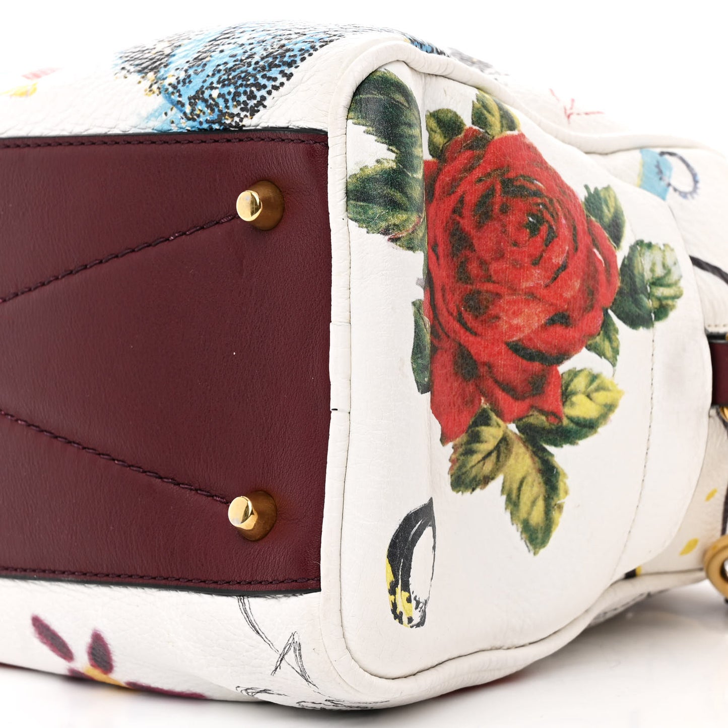 Calfskin Graffiti Satchel Bag Off White