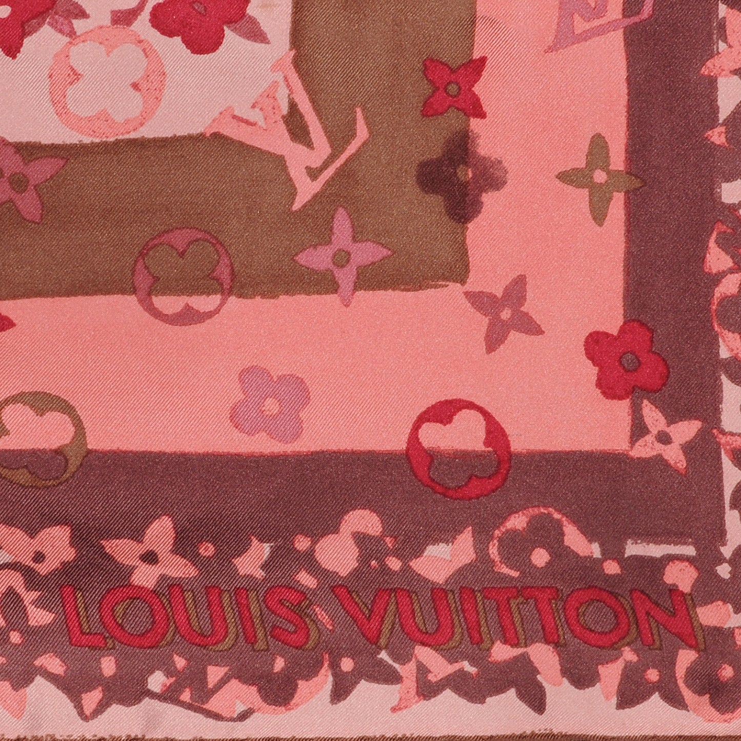 Silk Monogram Arty Square Scarf Pale Pink