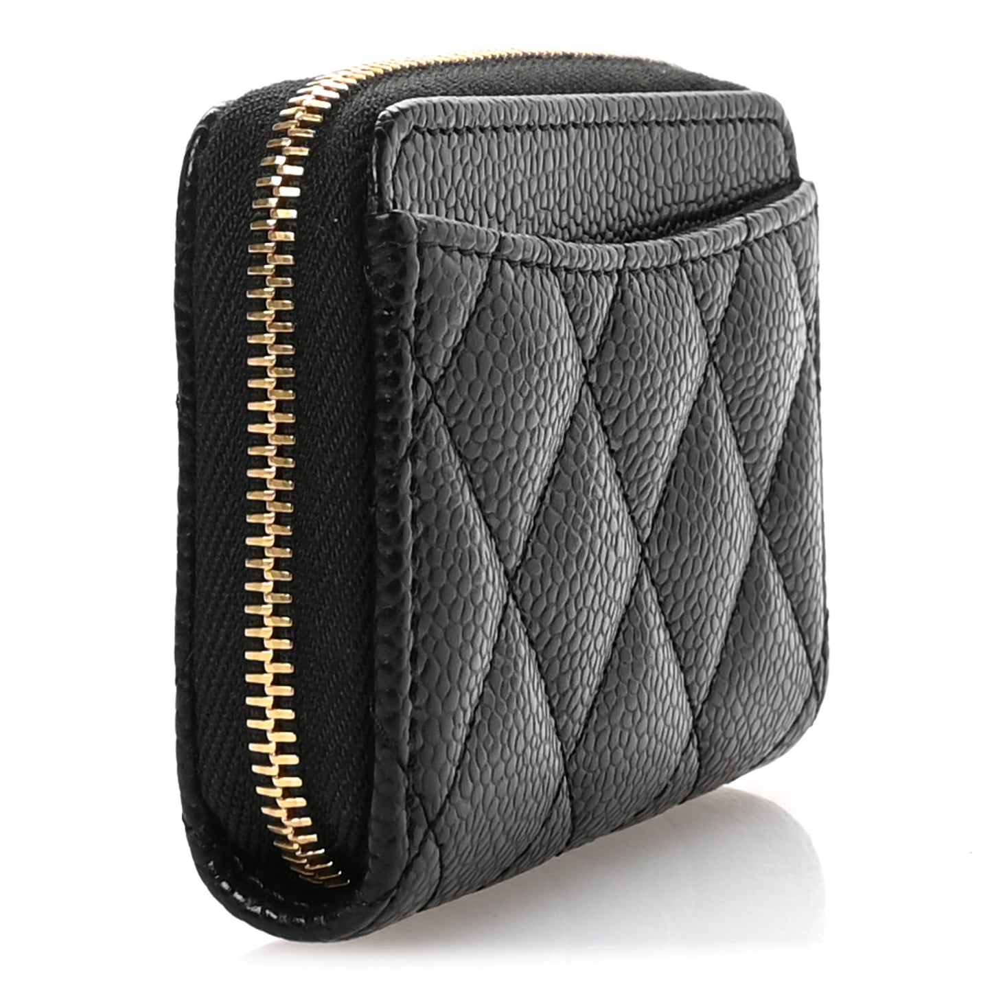 Caviar Quilted Zip Coin Purse Black