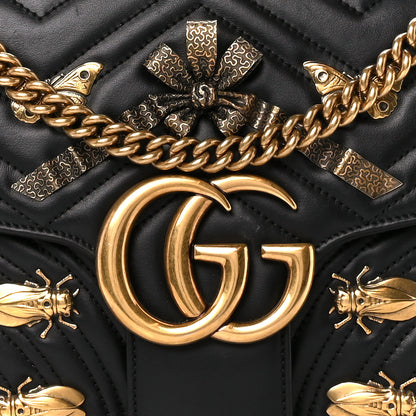 Gucci Calfskin Matelasse Animal Studs Medium GG Marmont Shoulder Bag Black 8 of 10