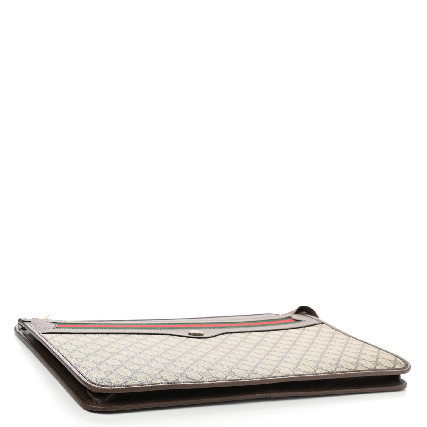 GG Supreme Monogram Textured Calfskin Web Ophidia Documents Holder Beige Ebony New Acero