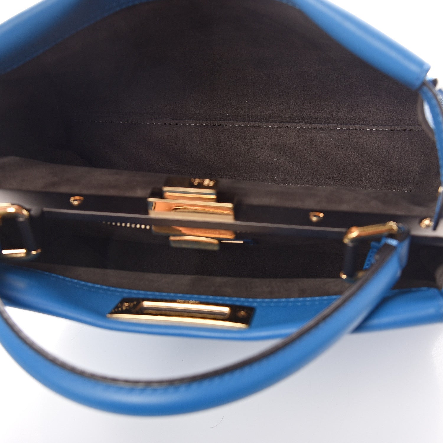 Fendi Vitello Seta Medium Peekaboo Iconic Satchel Blue Royal 4 of 7