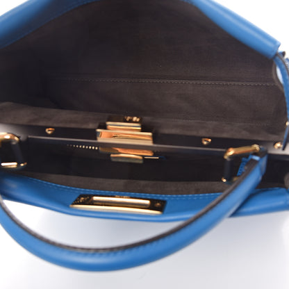 Fendi Vitello Seta Medium Peekaboo Iconic Satchel Blue Royal 4 of 7