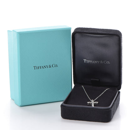 Tiffany Platinum Diamond Small Cross Pendant Necklace 8 of 8