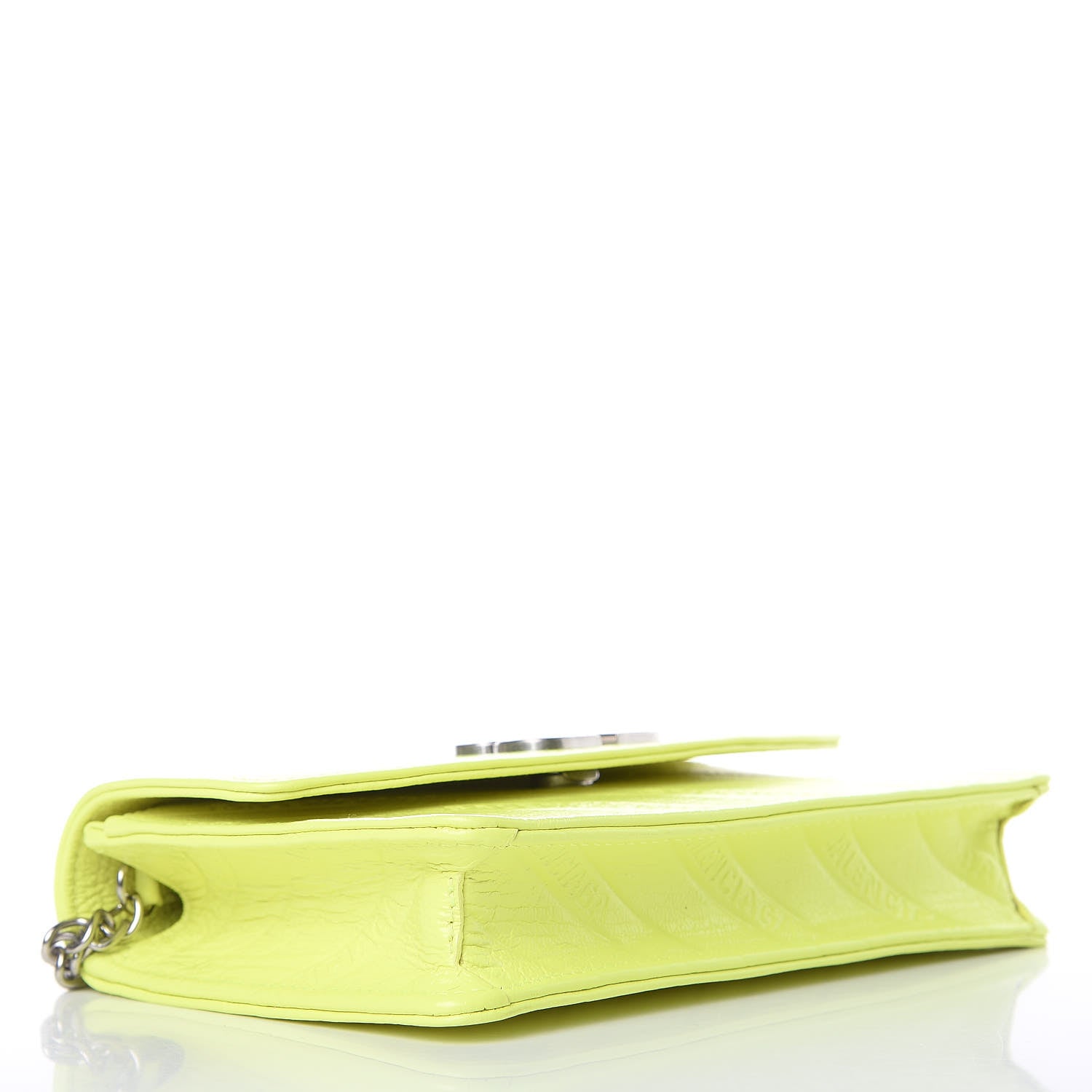 Balenciaga Shiny Goatskin Logo Embossed BB Wallet On Chain Acid Green 4 of 8