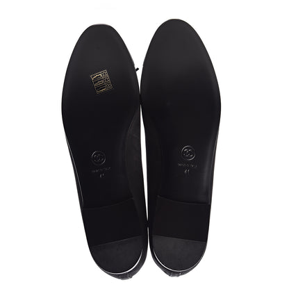 Chanel Suede Lambskin Cap Toe CC Ballerina Flats 41 Black 5 of 9