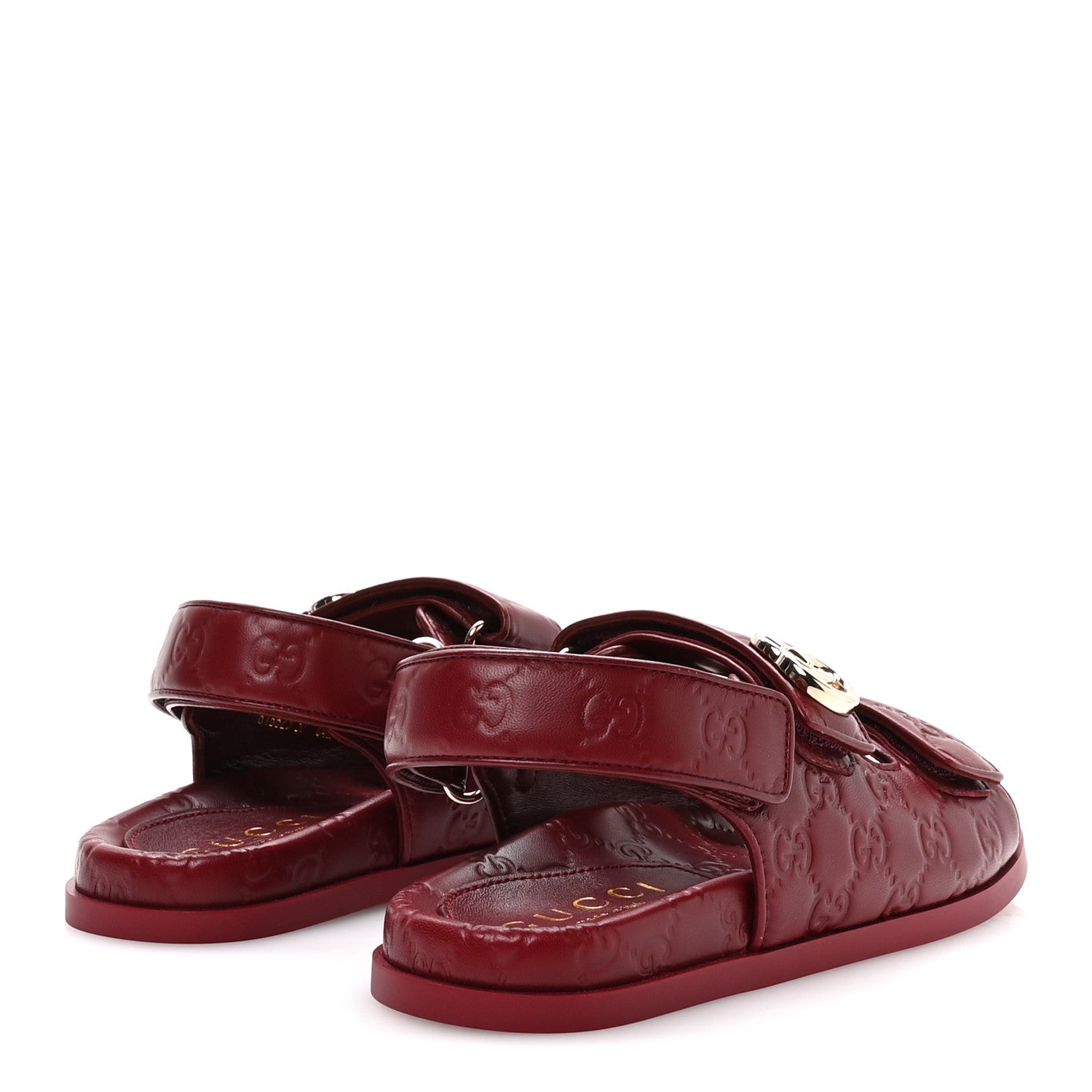 Gucci Guccissima GG Embossed Womens Sandals 37 Rosso Ancora 5 of 10