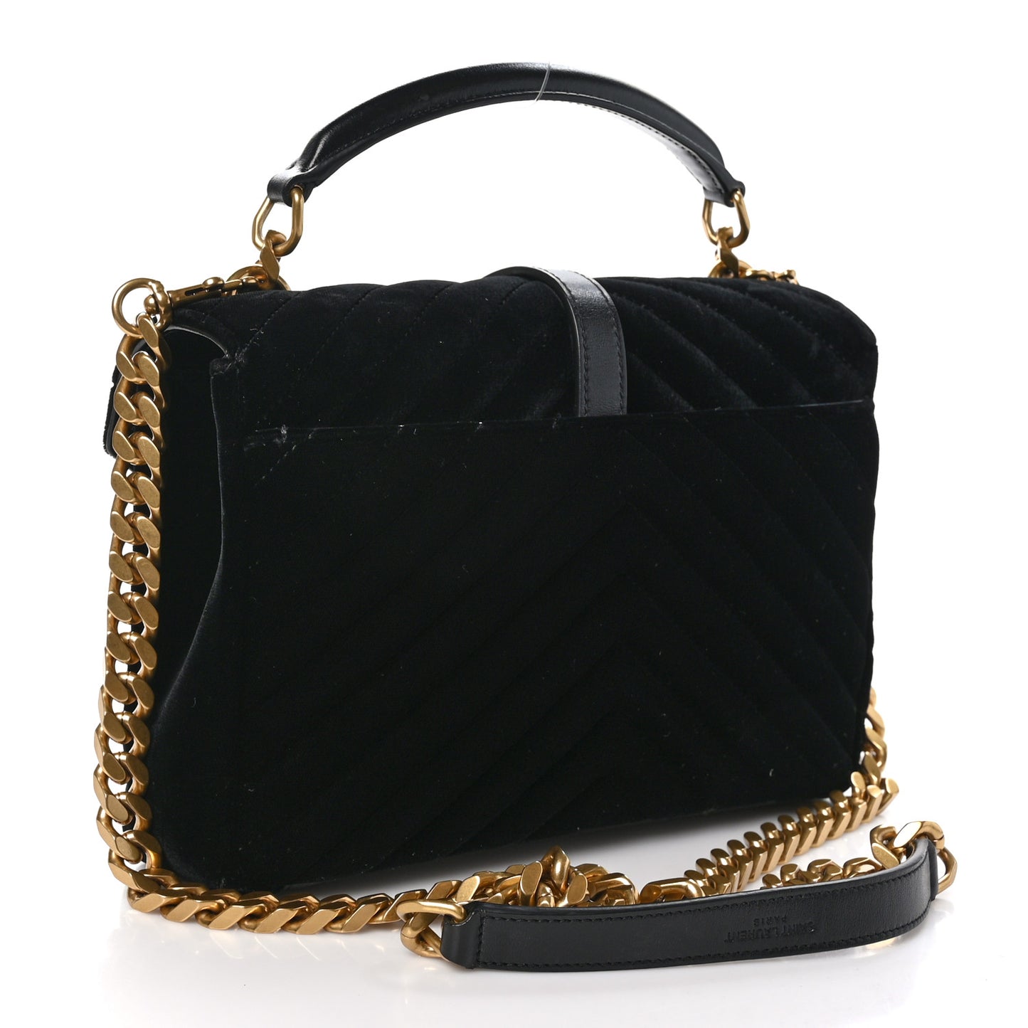 Velvet Y Quilted Monogram Small Loulou Chain Satchel Black