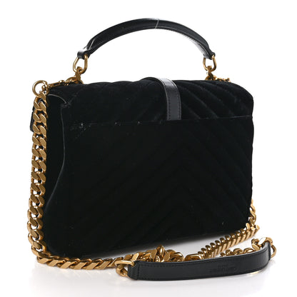 Saint Laurent Velvet Y Quilted Monogram Small Loulou Chain Satchel Black 3 of 11