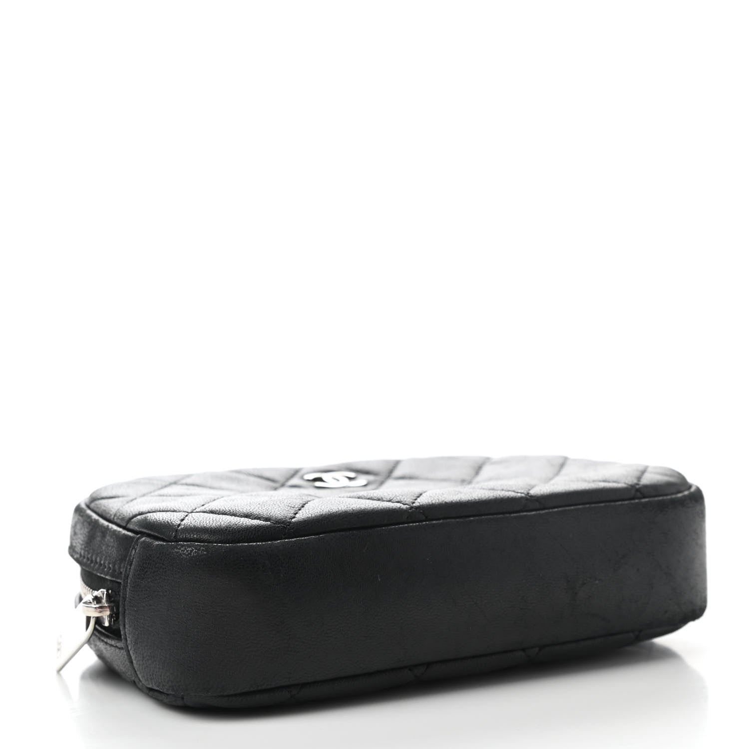 Chanel Lambskin Quilted Small Curvy Pouch Cosmetic Case Black 4 of 9
