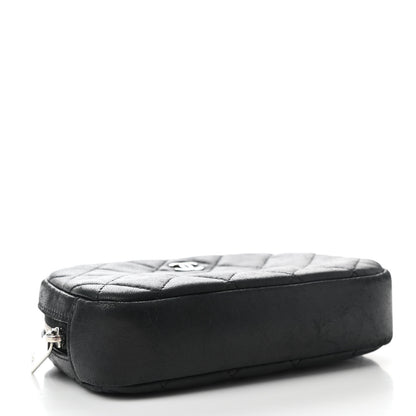 Chanel Lambskin Quilted Small Curvy Pouch Cosmetic Case Black 4 of 9